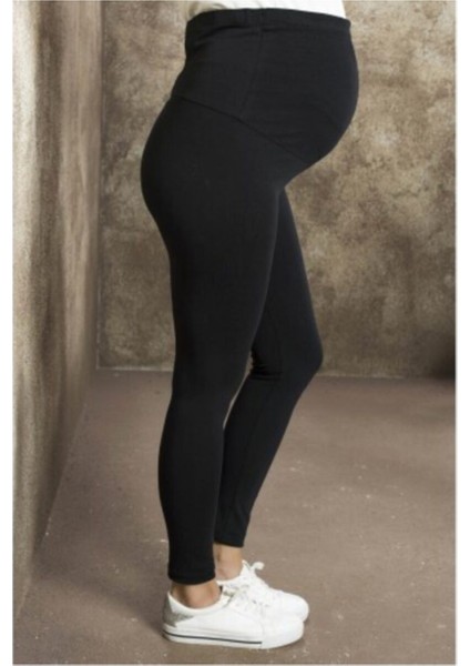 Kadın Siyah Ayarlanabilir Bel Hamile Tayt