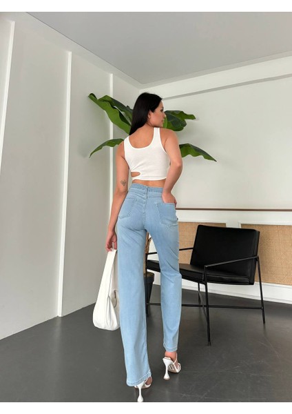 Palazzo Süper Ekstra Yüksek Bel Likralı Mavi Jeans fırsatları