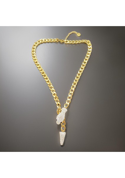 Gold Renkli Yeni Trend Model 316 L Stainless Steel Antialerjik Siyah Gözlü Yılan Model Zirkon Taşlı Kolye Kolye Uzunluğu Uzatma Hariç 44 cm Uzatma Ile 49 cm Zincir Genişliği 8 mm