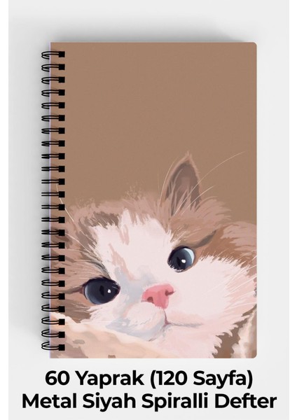 Anime Marketi Tatlı Kedi Temalı A5 Spiralli Sert Kapak Defter 120 Yaprak