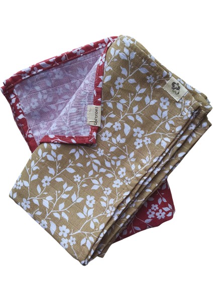 Çok Amaçlı Çiçekli Müslin Örtü 2'li Set Pamuk 100X120 cm