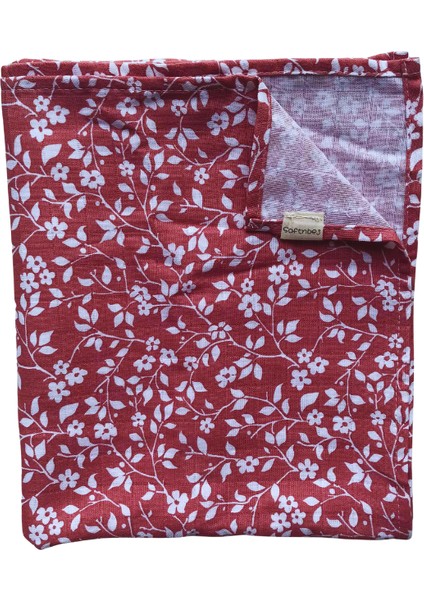 Çok Amaçlı Pembe Renk Çiçekli Müslin Örtü Pamuk 100X120 cm