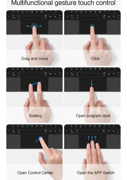 Ipad Pro 11 Inç M4 Çipli 2024 Uyumlu Magic Keyboard Touchpad Işıklı Klavyeli Kılıf