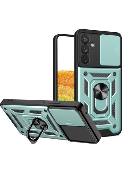 Galaxy A14 Kılıf Standlı Manyetik Yüzüklü Kamera Sürgülü Ultra Koruma Tank Zırh Kapak