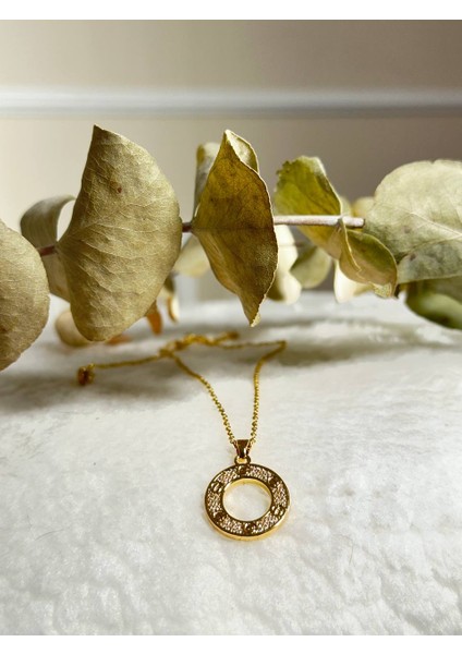 Altın Rengi Gold Zirkon Taşlı Madalyon Model Kolye fiyatları
