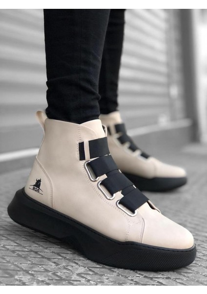 BA0142 Bantlı Erkek Yüksek Taban Krem Spor Bot fiyatları