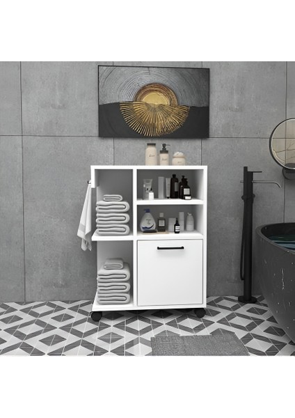 Kapaklı 4 Raflı Banyo Dolabı