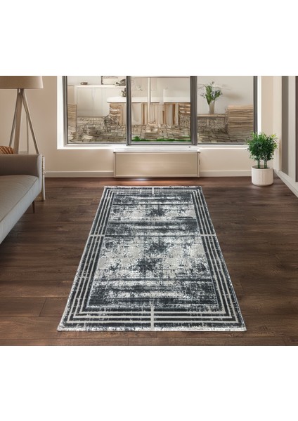 Laura 4 Metrekare 150x230cm Antrasit Renk Akrilik Iplik Saçaksız Makine Dokuma Halı Salon Oturma Yatak Odası Mutfak Halısı