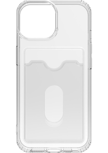 Apple iPhone 15 Uyumlu Kılıf Kart Bölmeli Şeffaf Silikon Rubber Arka Kapak