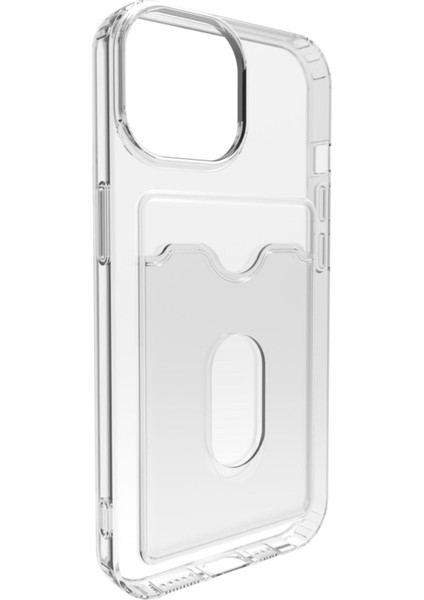 Apple iPhone 15 Uyumlu Kılıf Kart Bölmeli Şeffaf Silikon Rubber Arka Kapak