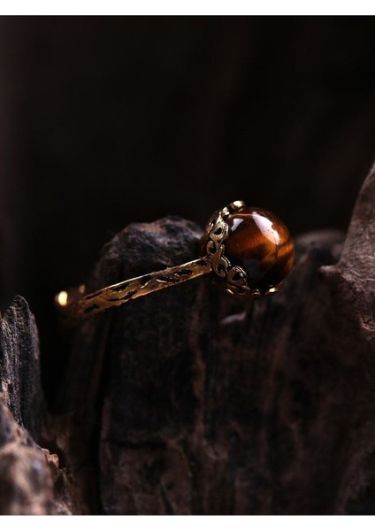 Doğal Taş Kaplan Gözü Çıtır Doğal Taşlı Ayarlanabilir Yüzük Kgcdty-1 indirimleri