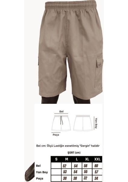 Koyu Taş Erkek Rahat Kesim Beli Lastikli Komando Cepli Gabardin Bermuda Şort EDY307KT indirimleri