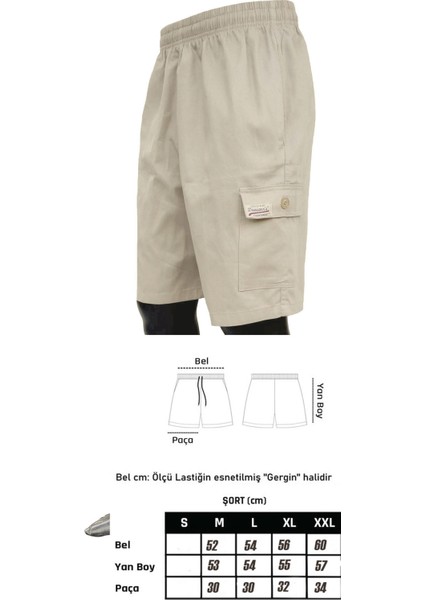 Bej Erkek Rahat Kesim Beli Lastikli Komando Cepli Gabardin Bermuda Şort EDY307B indirimleri