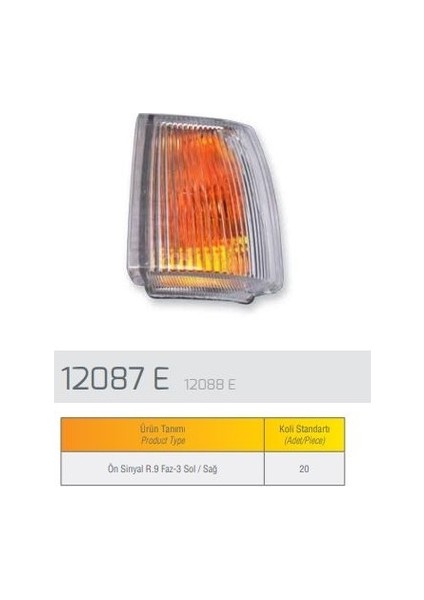 Renault R9 1997 Sinyal Lambası Sağ Duysuz Beyaz Farba 12088D