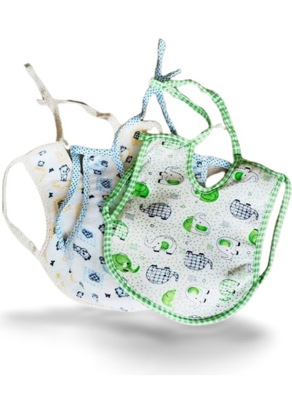 3 Adet Sevimli Desenli Muşamba Giymeli Mama Önlüğü