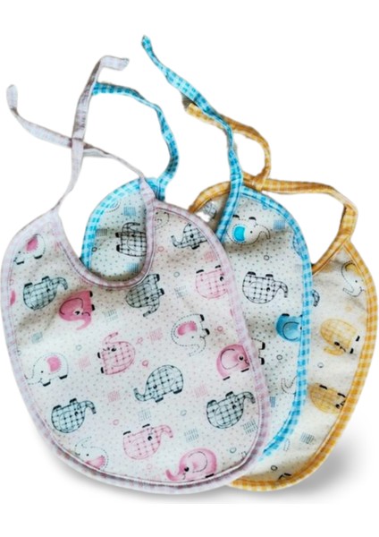 3 Adet Sevimli Desenli Muşamba Mama Önlüğü