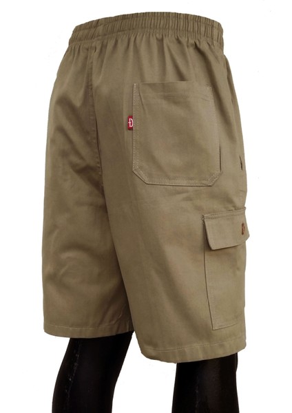 Haki Yeşil Erkek Rahat Kesim Beli Lastikli Komando Cepli Gabardin Bermuda Şort EDY307HY fiyatları