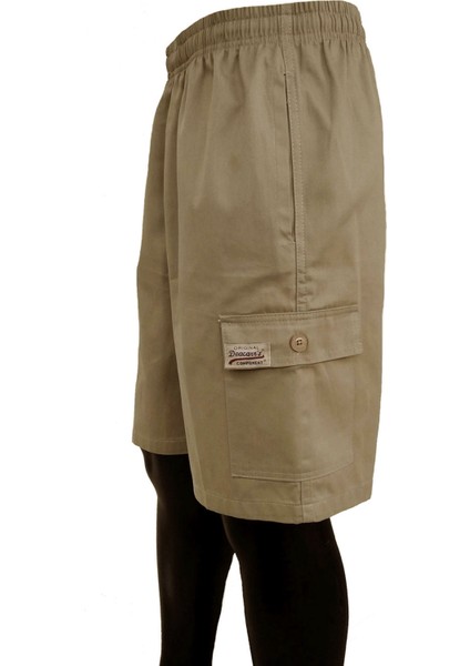 Haki Yeşil Erkek Rahat Kesim Beli Lastikli Komando Cepli Gabardin Bermuda Şort EDY307HY modelleri