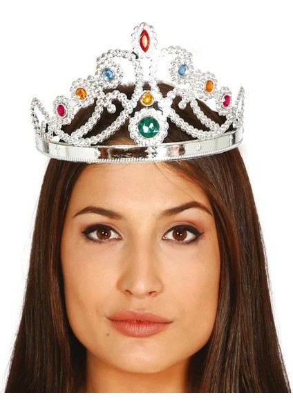 Soydoğan Gümüş Renk Plastik Prenses Tacı Kraliçe Tacı 60 cm