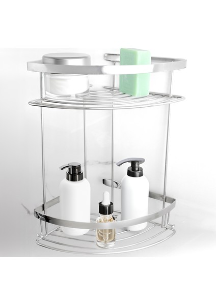 Banora Basic 2 Raflı Köşe Askı, Duş Rafı, Şampuanlık, Krom