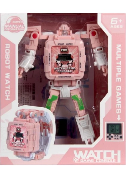 Dönüşebilen Robot Saat Oyun Konsolu Pembe
