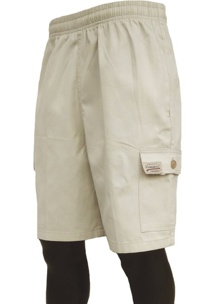 Su Yeşili Erkek Rahat Kesim Beli Lastikli Komando Cepli Gabardin Bermuda Şort EDY307SY