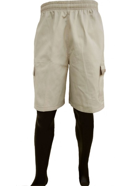 Krem Erkek Rahat Kesim Beli Lastikli Komando Cepli Gabardin Bermuda Şort EDY307K fiyatları
