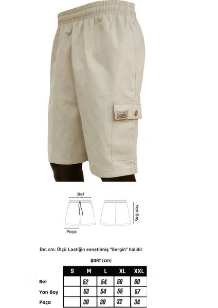 Krem Erkek Rahat Kesim Beli Lastikli Komando Cepli Gabardin Bermuda Şort EDY307K indirimleri