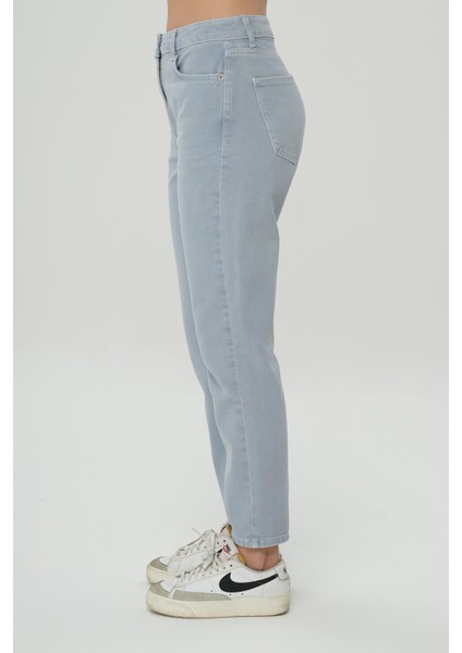Ariana Gri-Mavi Yüksek Bel Patı Fermuarlı Mom Jean Pantolon C 4525-139 modelleri