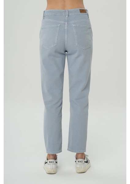 Ariana Gri-Mavi Yüksek Bel Patı Fermuarlı Mom Jean Pantolon C 4525-139 fırsatları