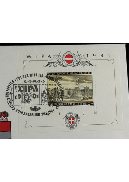 Resmi Wipa Salzburg 1981 Fdc Ilk Gün Zarfı Özel Gün Damgalı ve Pullu Kabartmalı