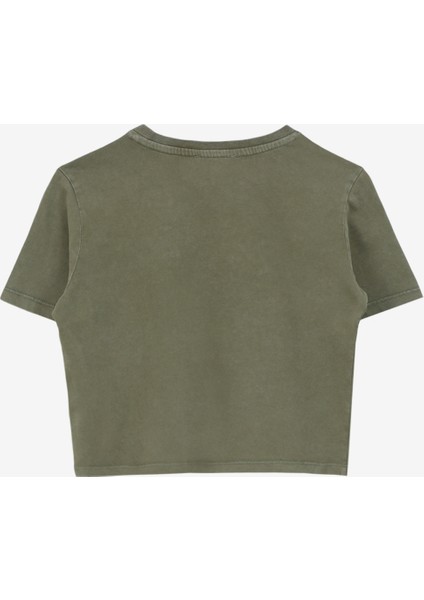 Haki Kız Çocuk Bisiklet Yaka Relaxed Baskılı T-Shirt C4SG-TST4000 fiyatları