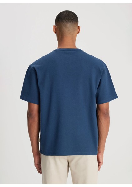 Bisiklet Yaka Indigo Erkek T-Shirt L241570TF Bisiklet Yaka T-Shirt