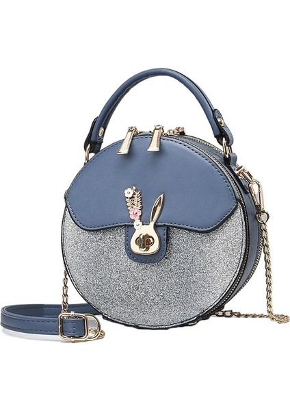 Niş Pullu Kontrast Renkli Tek Omuzlu Yuvarlak Çanta (Yurt Dışından)