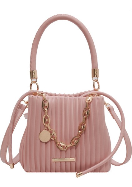 Şık Zincir Omuz Pilili Kova Çantası (Yurt Dışından)