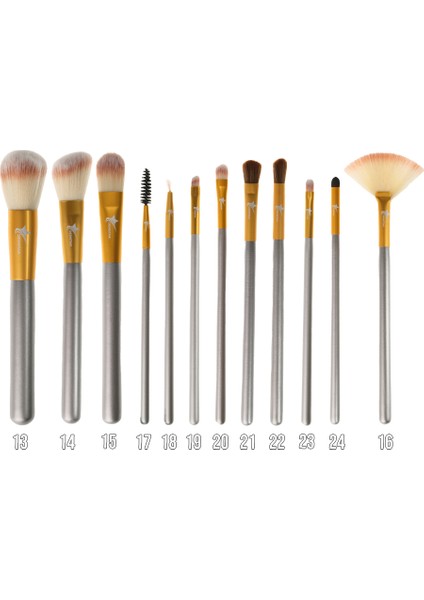 Professional Makeup Brush Champagne Serisi 12'Li Makyaj Fırça Seti