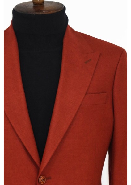 Düz Slim Fit Spor Bordo Erkek Ceket - Wessi