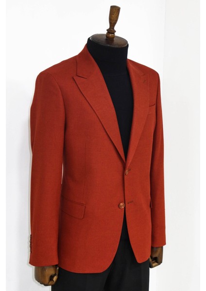 Düz Slim Fit Spor Bordo Erkek Ceket - Wessi