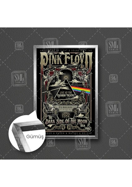 Pink Floyd Poster Müzik Sanat Rock Çerçeveli Dikey Kanvas Tablo fırsatları