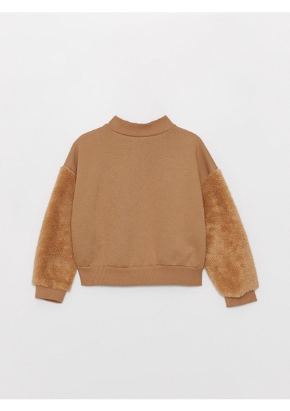 Dik Yaka Baskılı Uzun Kollu Kız Çocuk Sweatshirt modelleri
