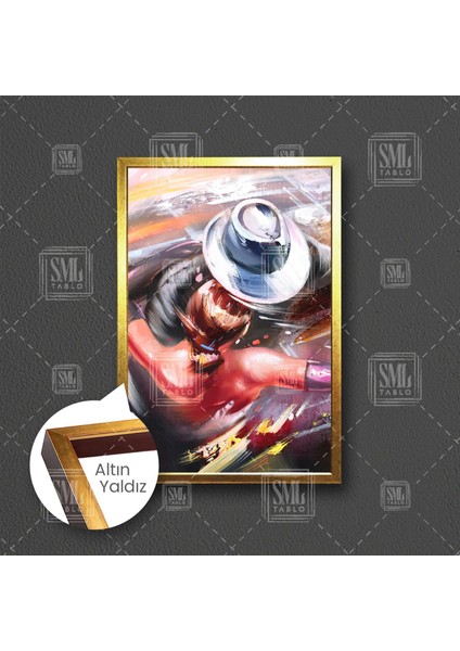 Dans Eden Çift Kuş Bakışı Çerçeveli Dikey Kanvas Tablo