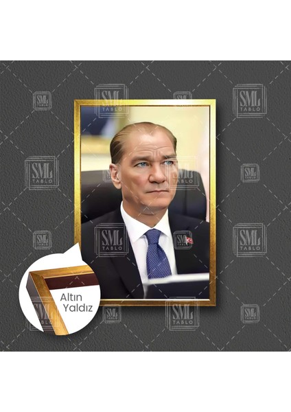 Gazi Mustafa Kemal Atatürk Yapay Zeka Ile Günümüzdeki Hali Dekor Çerçeveli Dikey Kanvas Tablo