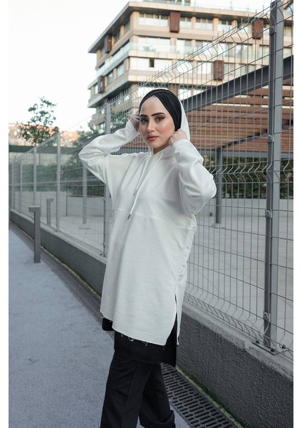 Pamuklu Tunik Pantolon Eşofman Takım TRN2030 Ekru