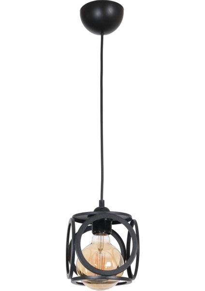 Lotus Modern Tasarım Siyah Renk - Cafe - Salon - Yatak Odası - Çocuk Odası Tel Tekli Avize