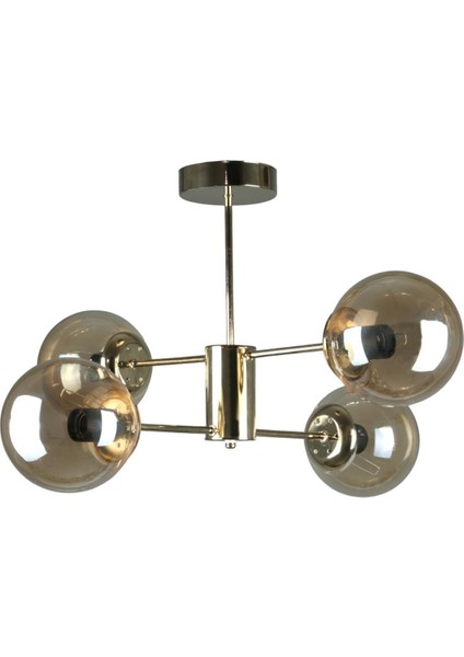 Oscar Modern Lüks Tasarım Gold Renk Kasa Bal Camlı Salon - Mutfak - Yatak Odası 4 Lü Avize fiyatları