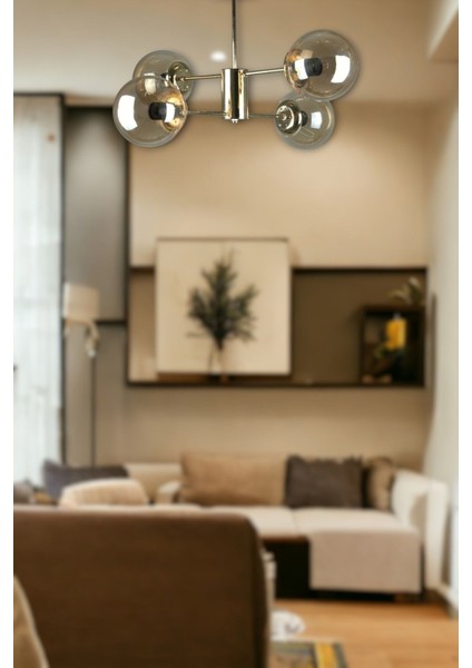 Oscar Modern Lüks Tasarım Gold Renk Kasa Bal Camlı Salon - Mutfak - Yatak Odası 4 Lü Avize modelleri