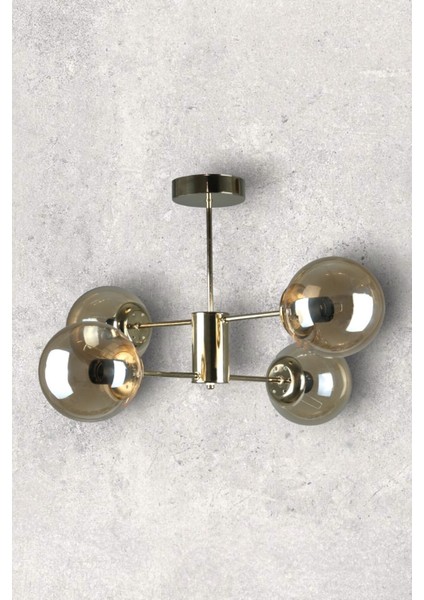 Oscar Modern Lüks Tasarım Gold Renk Kasa Bal Camlı Salon - Mutfak - Yatak Odası 4 Lü Avize indirimleri