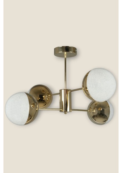 Oscar Modern Lüks Tasarım Gold Renk Kasa - Salon - Mutfak - Yatak Odası LED 4'lü Avize