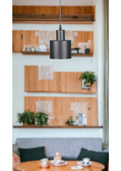 Mısra Modern Tasarım Metal Başlık Siyah Renk Sarkıt Cafe - Mutfak Tekli Avize