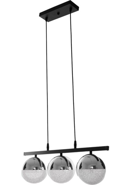 Sezar Siyah Renk Modern Tasarım Yemek Masası Üstü -Salon 3 Lü LED Avize
